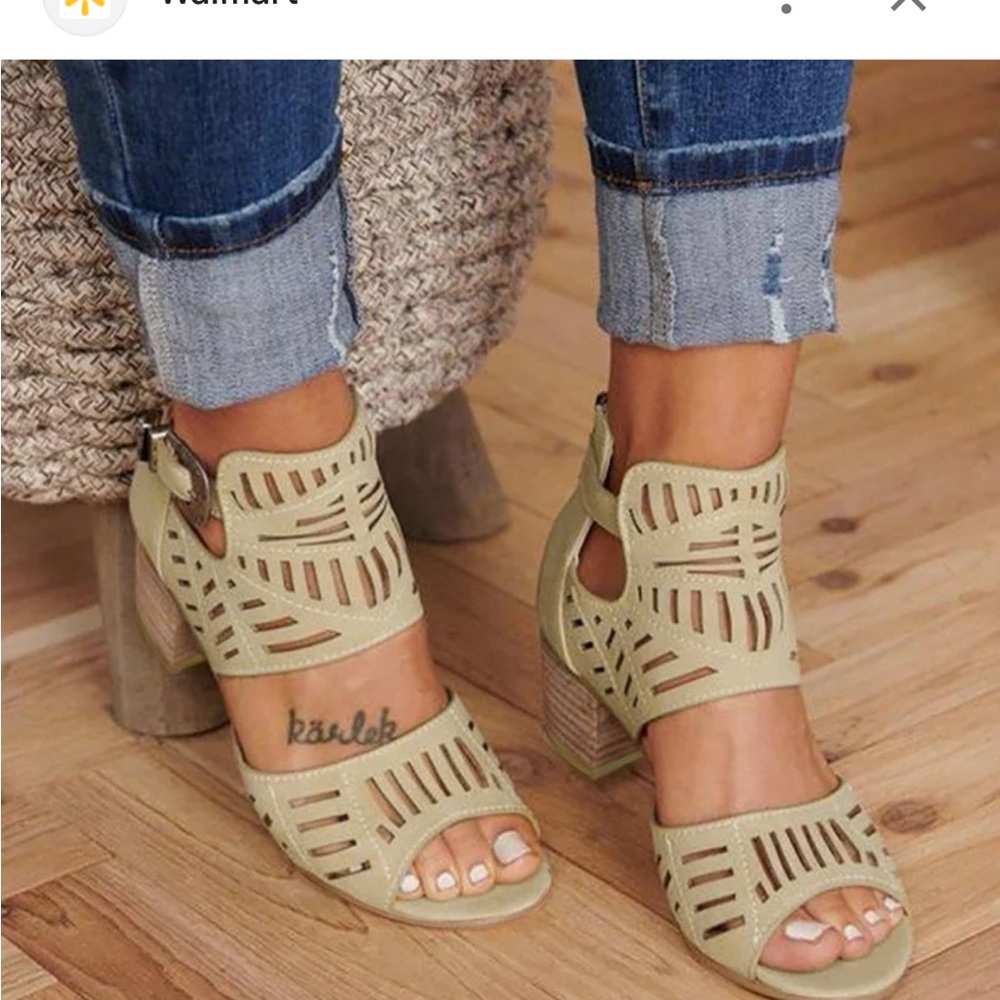 TOP Moda Brown Cutout stacked tan gladiator heels size 9